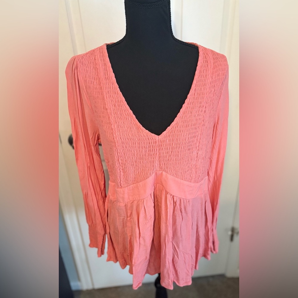 Torrid Babydoll Crinkle Gauze Smocked Top